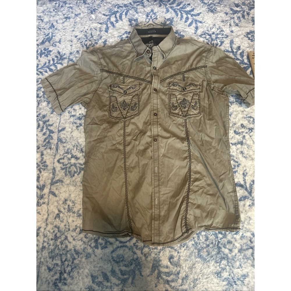 Roar Mens XL Green Strength Refined Short Sleeve Button Up Bounty Shirt